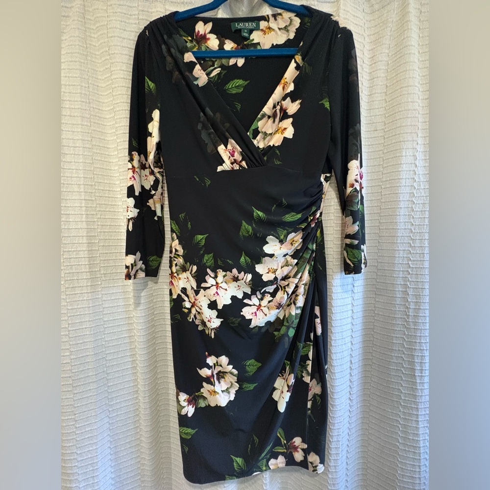 Ralph Lauren Black Floral Wrap Dress